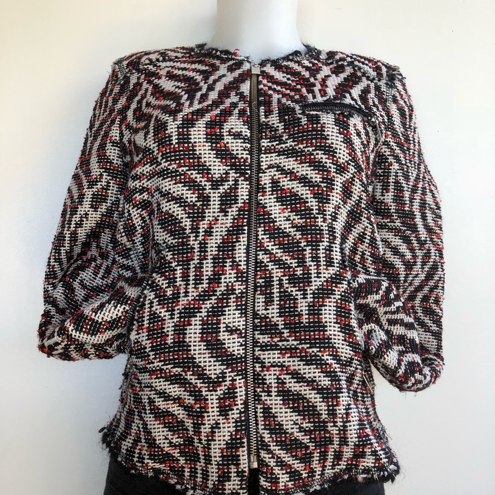 🔴❄️ZARA WOMAN BLACK TWEED JACKET NE SIZE XL/L🔴 - Picture 5 of 7